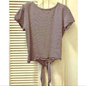 Zara stripe tie back shirt